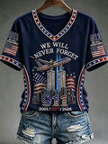 Women's 9.11 Never Forget Printed Casual Tops