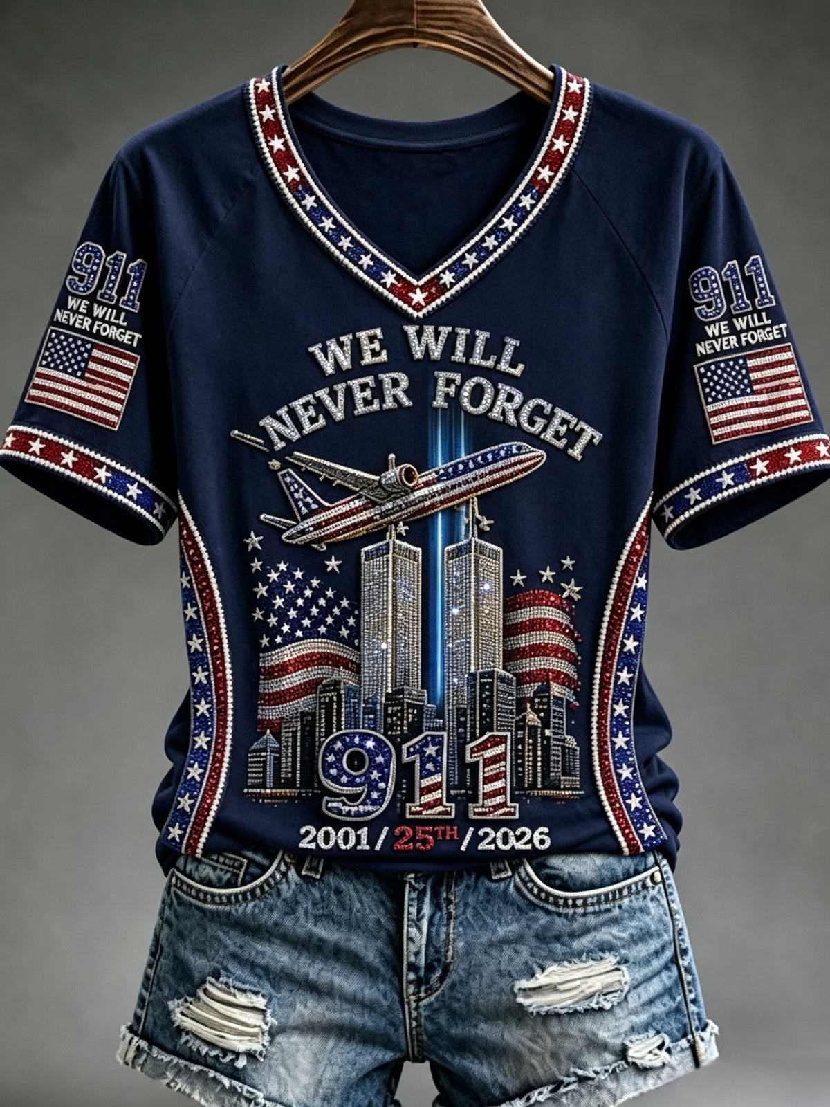 Women's 9.11 Never Forget Printed Casual Tops
