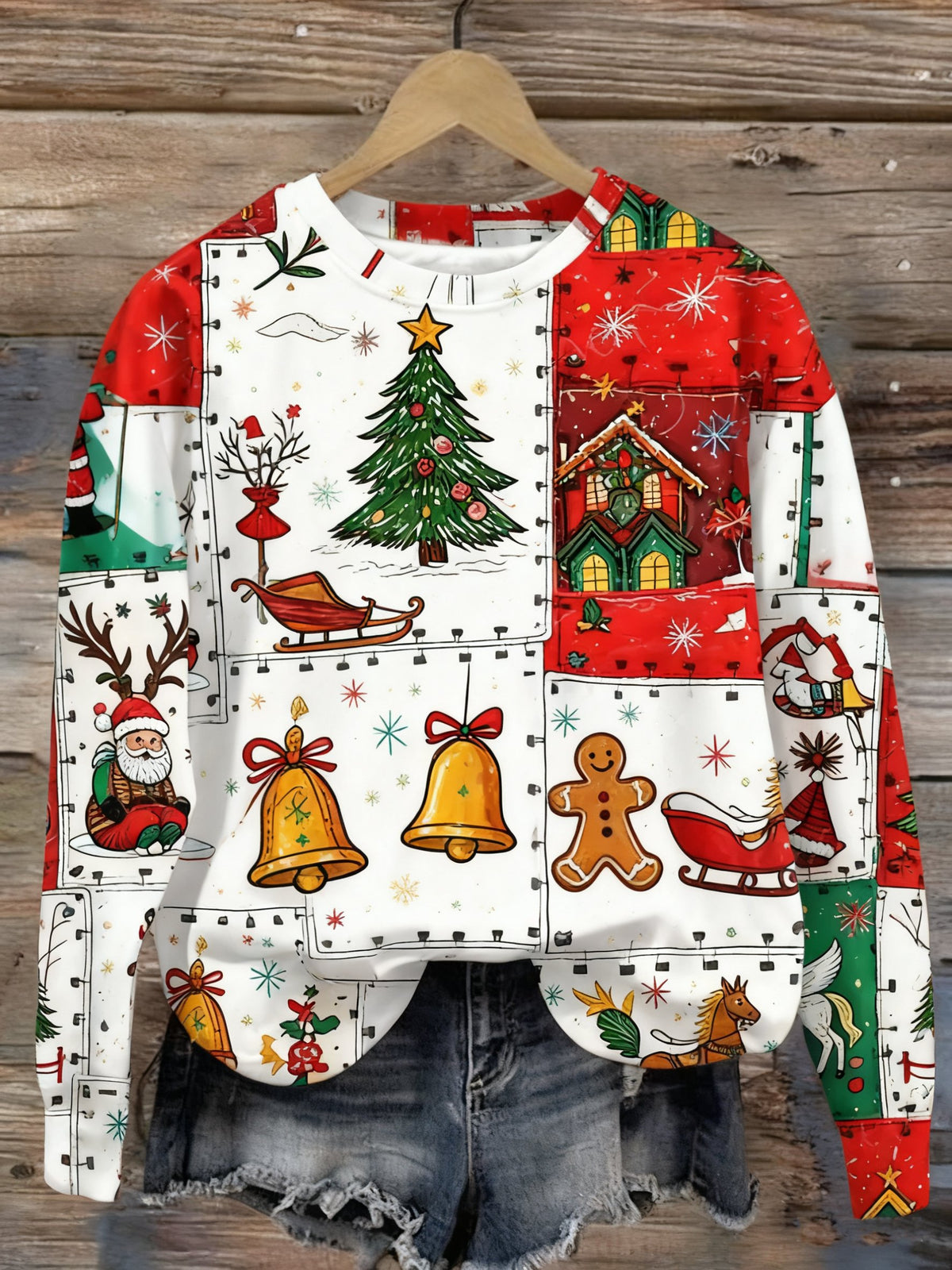 Women Christmas Cartoon Print Long Sleeve Sweatshirt