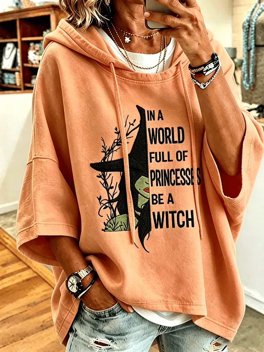 Women's Halloween Witch Print Hooded Sweatshirt
