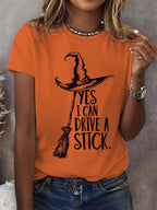 Women's Yes I Can Drive A Stick Printed Round Neck T-Shirt