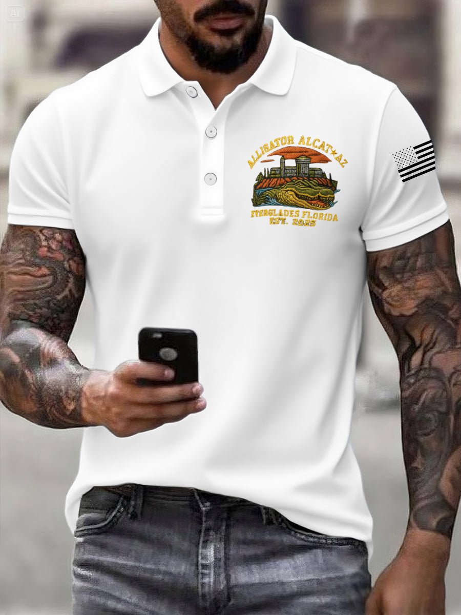 Men's Fashion Casual Retro Crocodile Island Polo