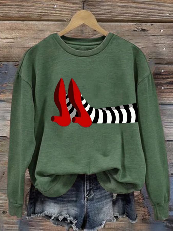 Women's Halloween Red Shoes  Print Sweatshirt