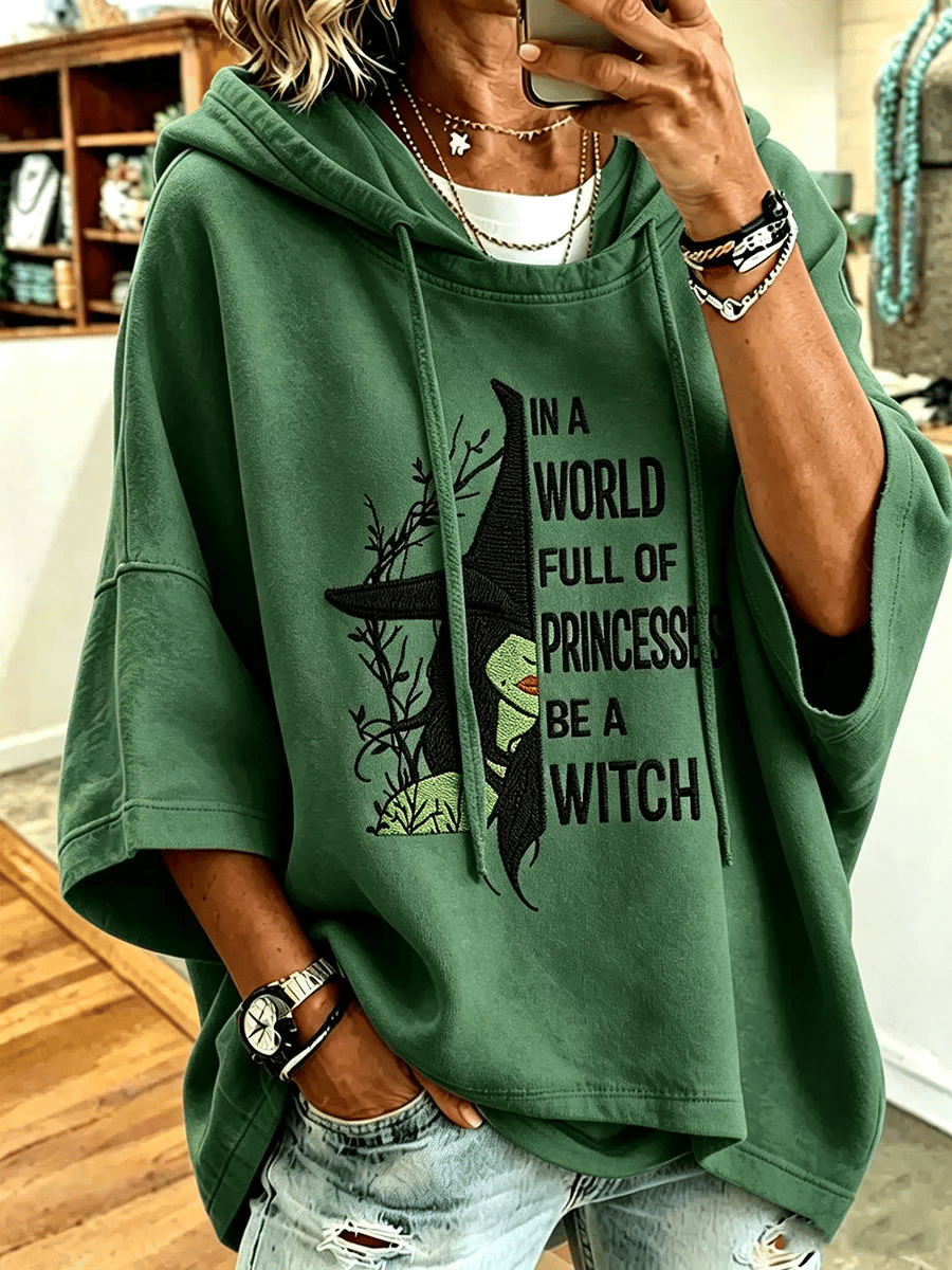 Women's Halloween Witch Print Hooded Sweatshirt