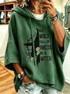 Women's Halloween Witch Print Hooded Sweatshirt