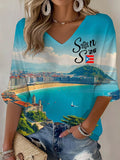Women's  Sanse 2026 Print V Neck Shirt