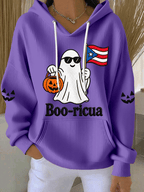 Women's "Halloween in Puerto Rico" Print Knit Hoodie