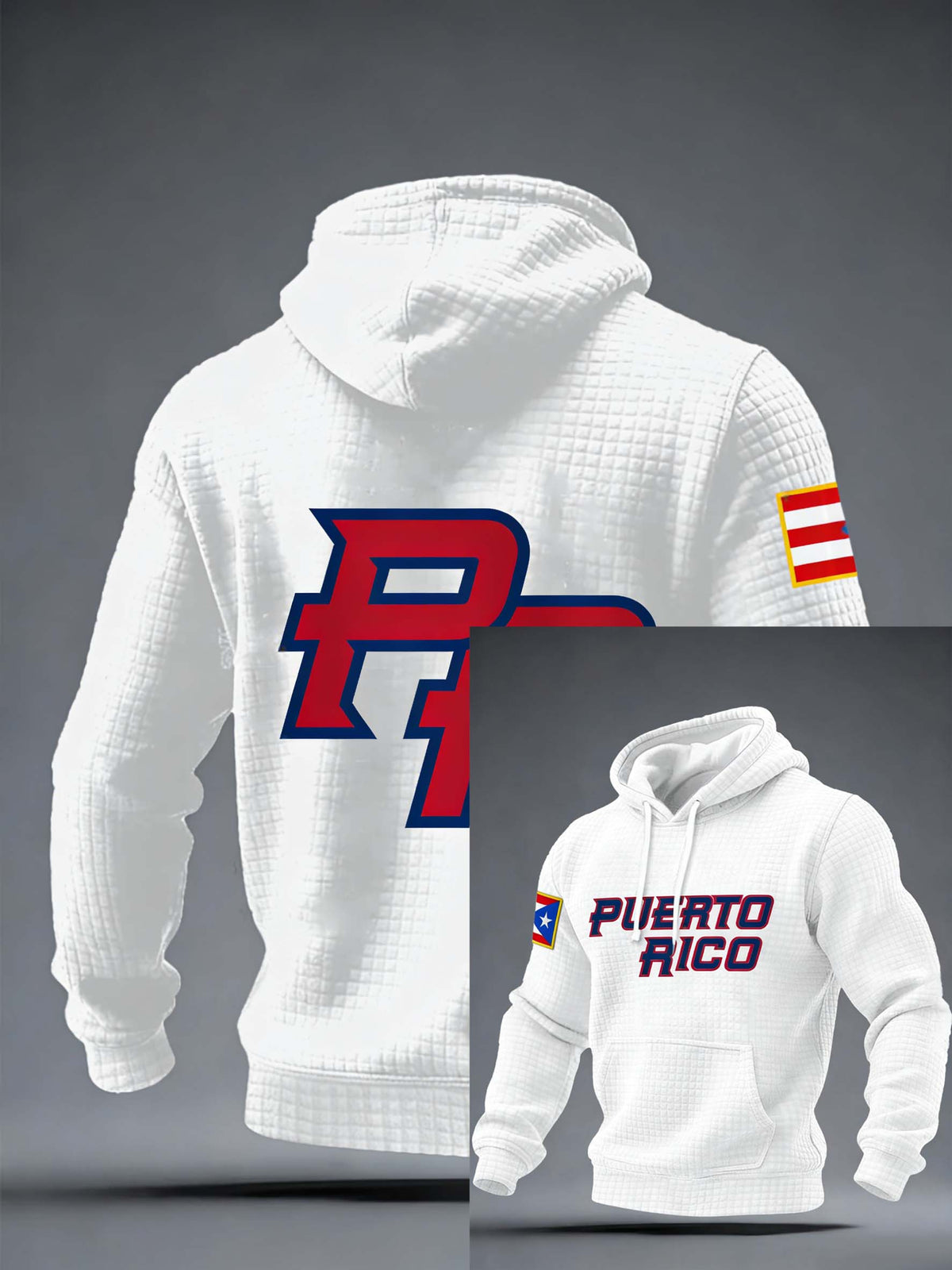 Men's Puerto Rico Baseball Printed Casual Hoodie