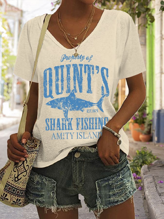 Women's Great White Shark Print Comfort Short Sleeve T-Shirt