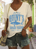 Women's Great White Shark Print Comfort Short Sleeve T-Shirt