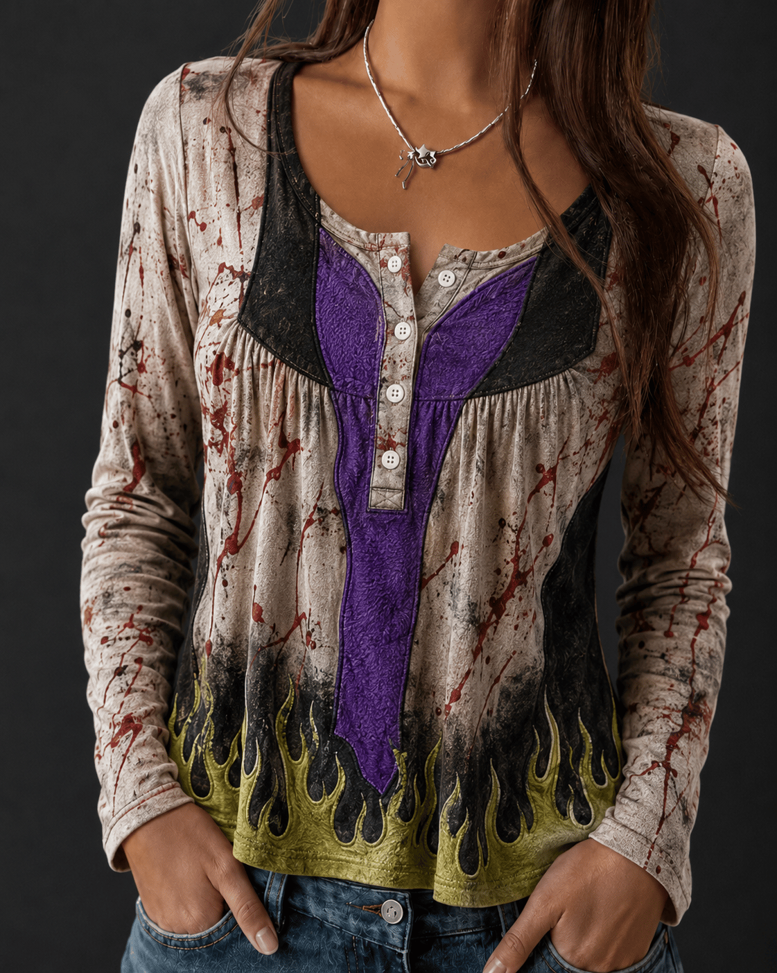 Women's Halloween Black Witch Costume Top