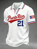 Men's Puerto Rico Baseball Print Polo Shirt