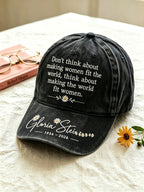 Letter-Print Faux-Denim Hat (Unisex)