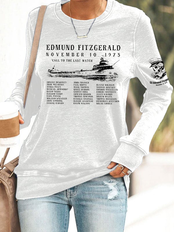 Women's Edmund Fitzgerald Print Round Neck Sweatshirt