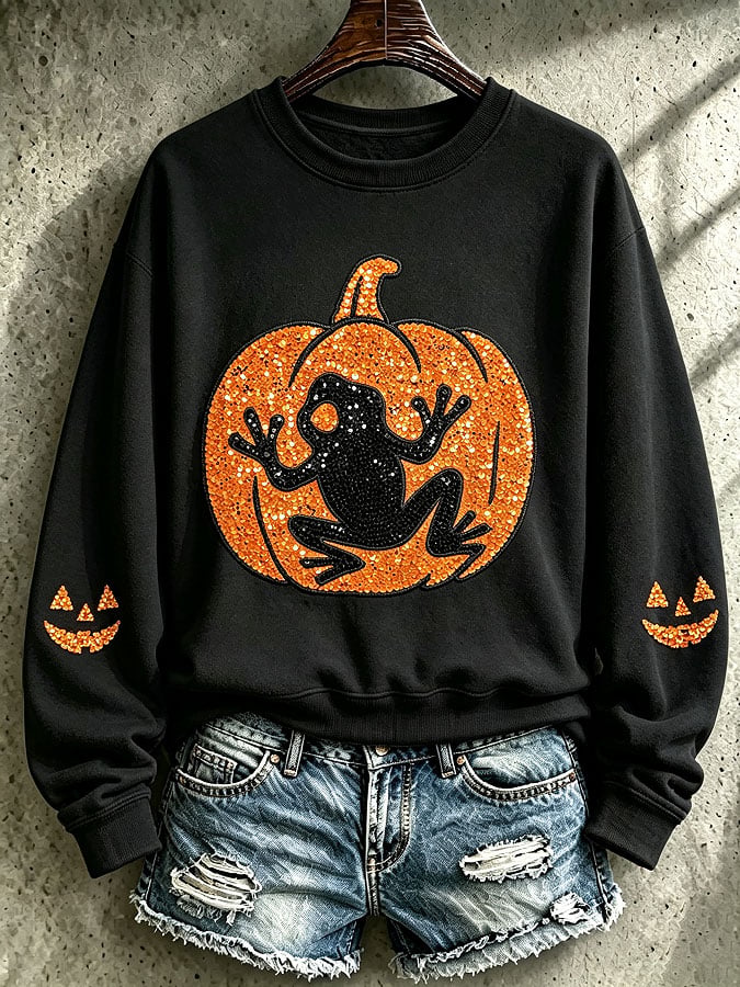Women's Puerto Rico Halloween Printed Long-Sleeve Sweatshirt