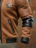 Men's Vintage Suede and Leather Hooded Warm Jacket