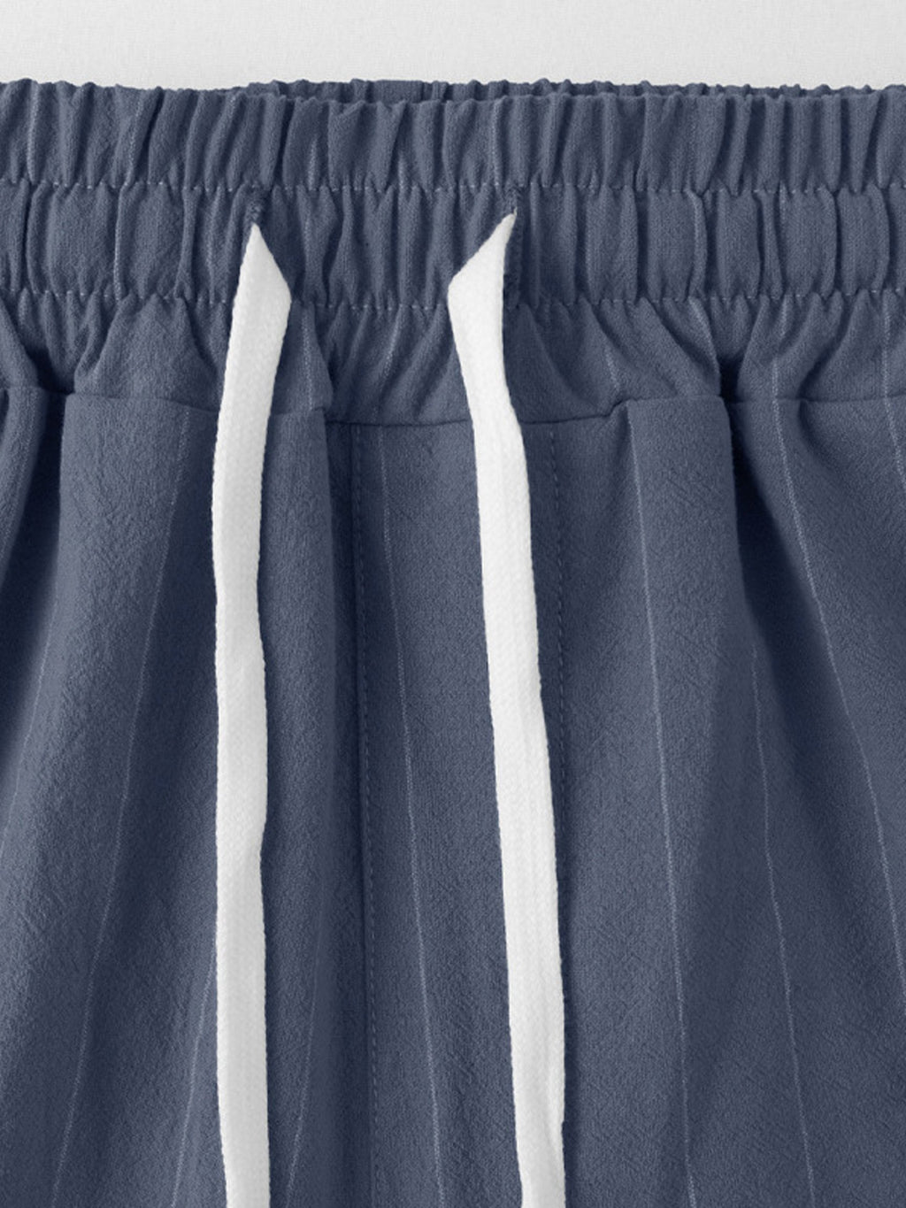 Men's Casual Cotton-Linen Breathable Pinstripe Drawstring Trousers