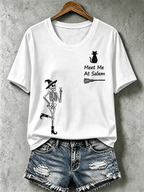 Women's Halloween Meet Me At Salem Print T-Shirt