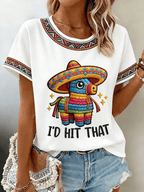 Women's Casual Cinco De Mayo Print Crew Neck T-Shirt