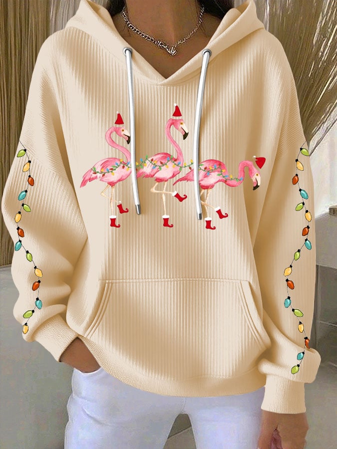 Women's Christmas Flamingo Print Casual Sweatshirt