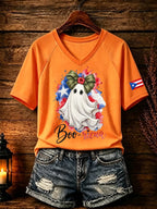 Women's Puerto Rico Halloween Print T-Shirt