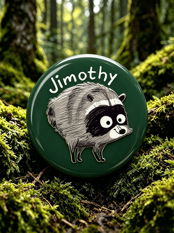 Unisex Retro Raccoon Jimothy Badge
