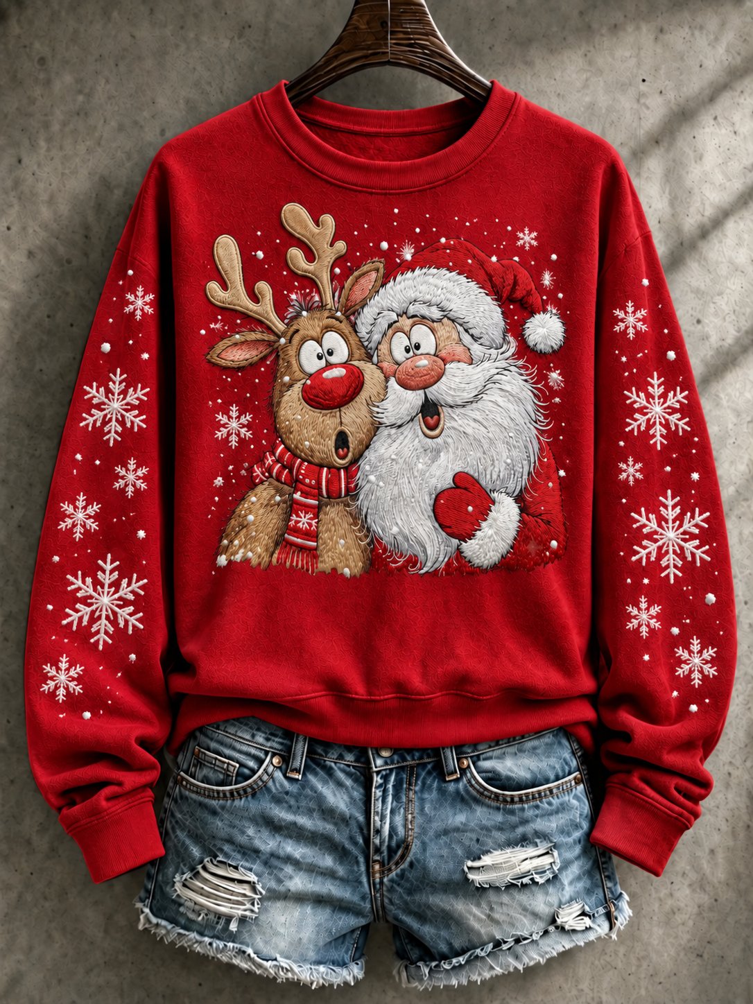 Women's Retro Christmas Print Hoodie