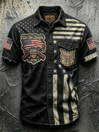 Men's Casual Retro Print Short-Sleeve Shirt