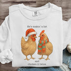 Funny Chicken Christmas He's Makin A List Chicken It Twice Art Print Sweatshirt