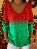 Women's Casual Printed Long-Sleeved Knit Top