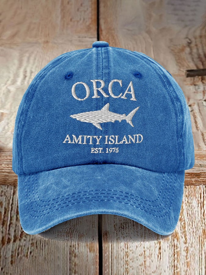 Retro Amity Island 1975 Print Baseball Cap