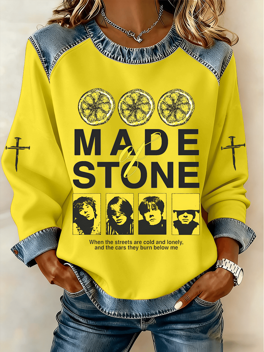 Women's Music Print Fleece Sweatshirt