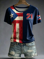 Women's Casual Puerto Rico Print Top