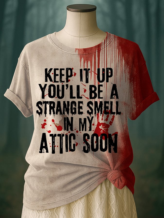 Women's Casual Bloodstained Horror Short Sleeve T-Shirt
