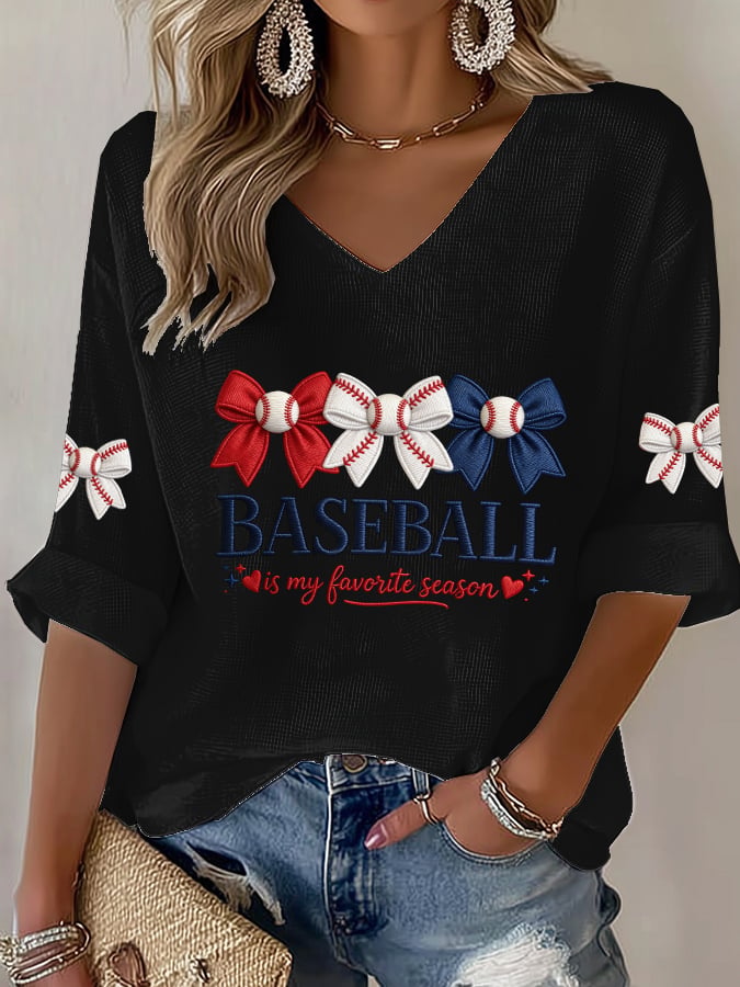 Women's Retro Baseball Is My Favorite Season  Print T-Shirt