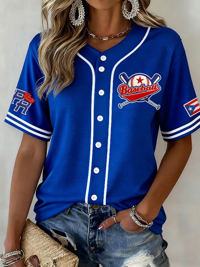 Women's  Baseball  Print Shirt