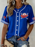 Women's  Baseball  Print Shirt
