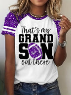 Women's Football That's My Grandson Out There Print Casual T-Shirt