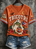 Women'S Puerto Rico Halloween Print T-Shirt