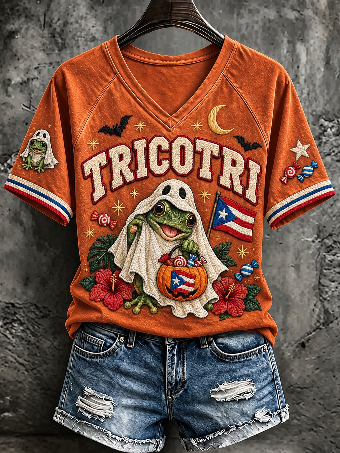 Women'S Puerto Rico Halloween Print T-Shirt