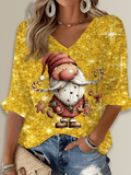 Merry Christmas Gnomes Printed Long Sleeve Top
