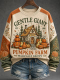 Women's Gentle Giant Pumpkin Farm Magically Grown Print Casual Sweatshirt