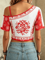 BTS  Design Cropped Comfortable Mesh Short-Sleeved Top