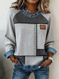 Women'S Casual Round Neck Printed Pullover Sweatshirt
