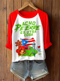 Puerto Rico Colorful Casual Printed Raglan T-shirt