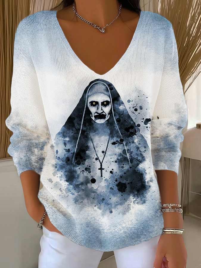 Horror Movies Halloween Art Printed Long Sleeve Top