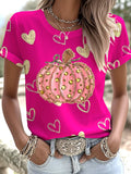 Women's Breast Cancer Crew Neck Print T-Shirt