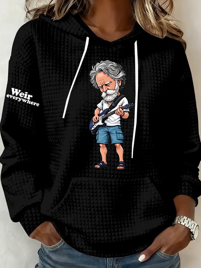 Women's Vintage Rock Tribute Print Hoodie