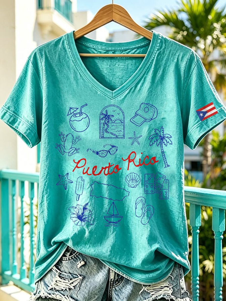 Women's Puerto Rico Pride Art Printed T-shirt