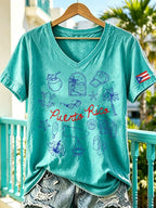 Women's Puerto Rico Pride Art Printed T-shirt